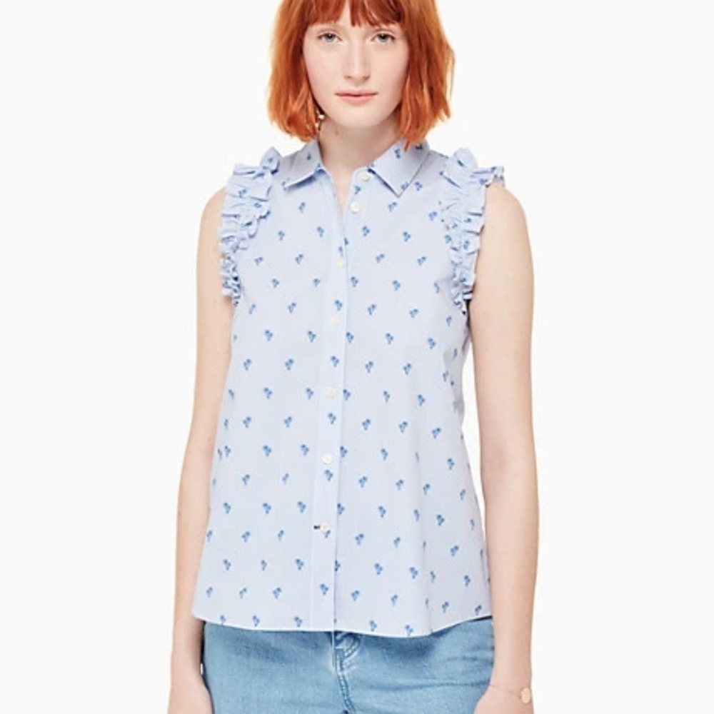 Kate Spade Sleeveless Cotton Button Top S